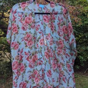 Color of Love Floral Overpiece Blue/Pink Size M Medium